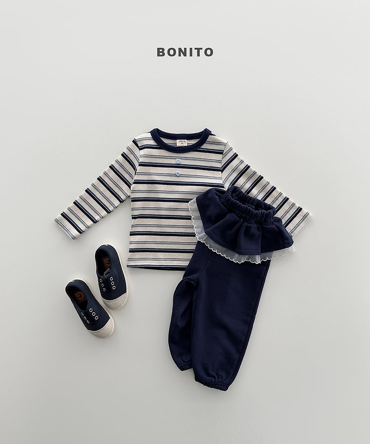 Bonito - Korean Children Fashion - #designkidswear - Heart Button Stripe Tee - 8