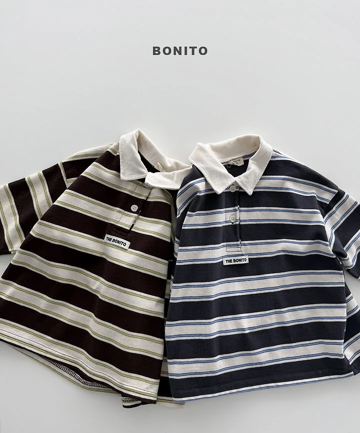Bonito - Korean Children Fashion - #discoveringself - Stripe Collar Tee - 3