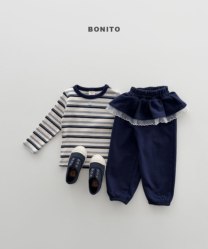 Bonito - Korean Children Fashion - #discoveringself - Heart Button Stripe Tee - 9
