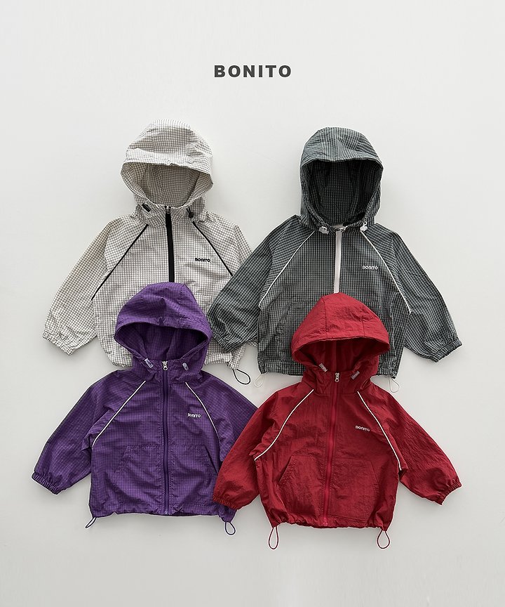 Bonito - Korean Children Fashion - #fashionkids - Check Stripe Windbreaker