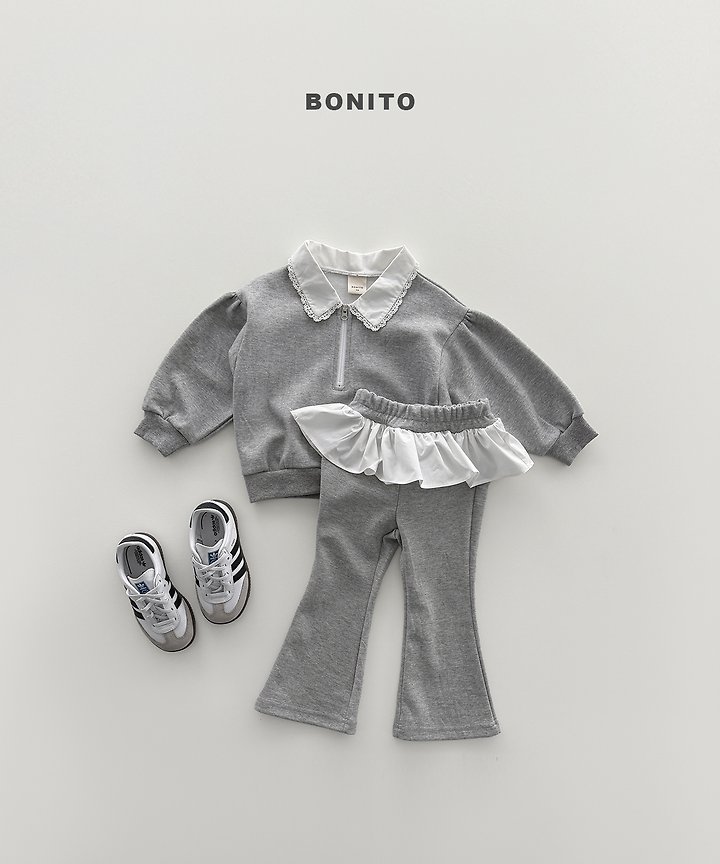Bonito - Korean Children Fashion - #fashionkids - Shirring Collar Zip-Up Set - 5