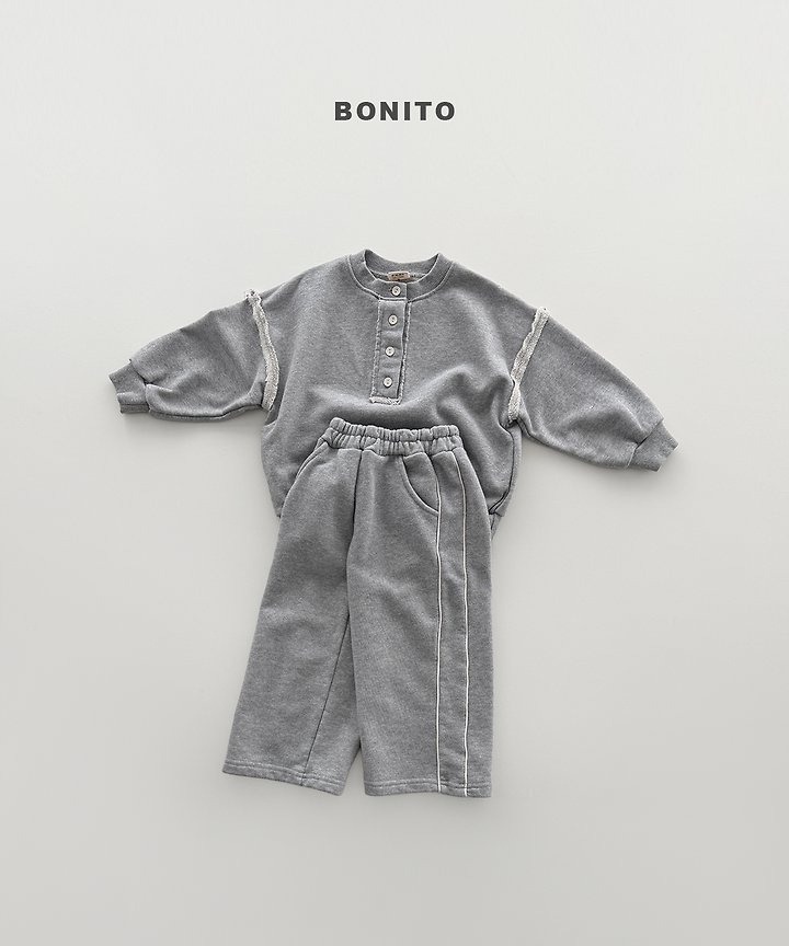 Bonito - Korean Children Fashion - #fashionkids - Raw Edge Henley Sweatshirt - 8