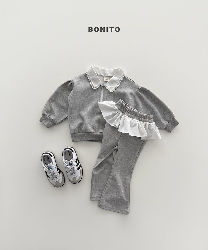 Bonito - Korean Children Fashion - #kidsshorts - Shirring Collar Zip-Up Set - 6