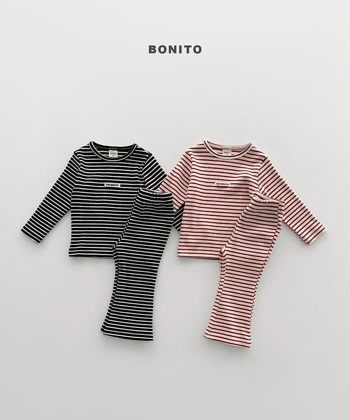 Bonito - Korean Children Fashion - #kidsshorts - Solid Stripe Slim Set - 3