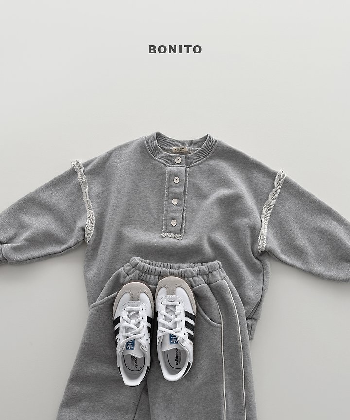 Bonito - Korean Children Fashion - #kidsstore - Raw Edge Henley Sweatshirt - 10