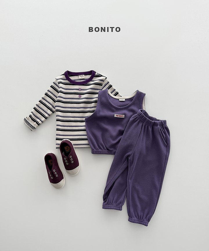 Bonito - Korean Children Fashion - #kidsstore - Heart Button Stripe Tee - 12