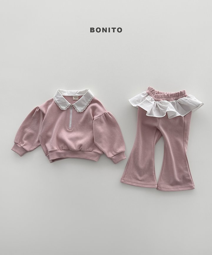 Bonito - Korean Children Fashion - #kidzfashiontrend - Shirring Collar Zip-Up Set - 8
