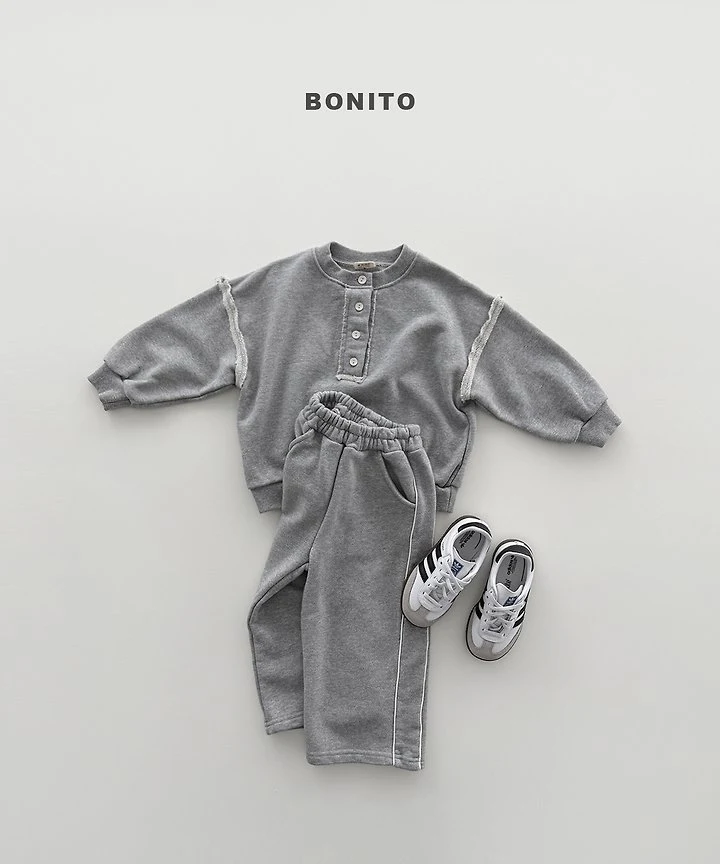 Bonito - Korean Children Fashion - #kidzfashiontrend - Raw Edge Henley Sweatshirt - 11