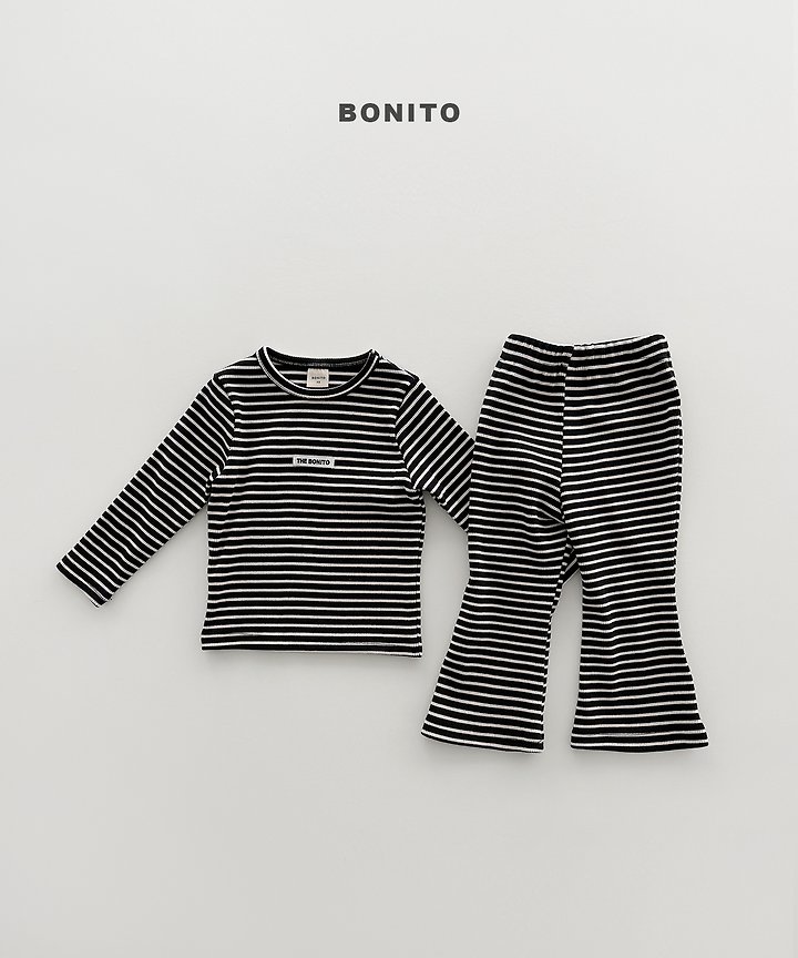 Bonito - Korean Children Fashion - #kidzfashiontrend - Solid Stripe Slim Set - 5