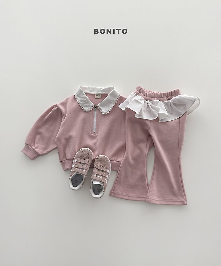Bonito - Korean Children Fashion - #littlefashionista - Shirring Collar Zip-Up Set - 10