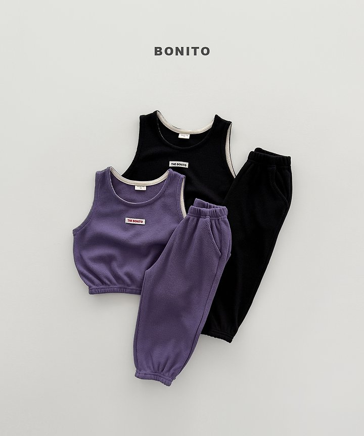 Bonito - Korean Children Fashion - #littlefashionista - Mini Waffle Vest Set - 3
