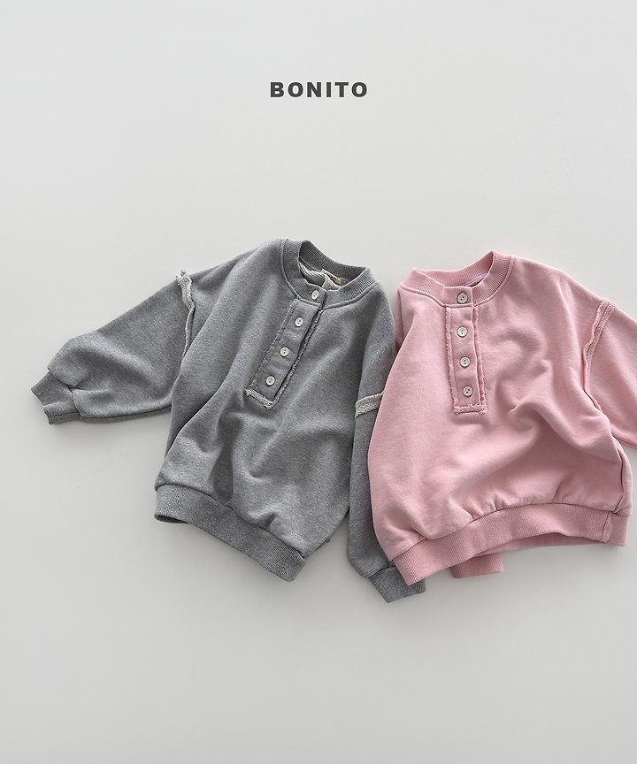 Bonito - Korean Children Fashion - #stylishchildhood - Raw Edge Henley Sweatshirt - 3