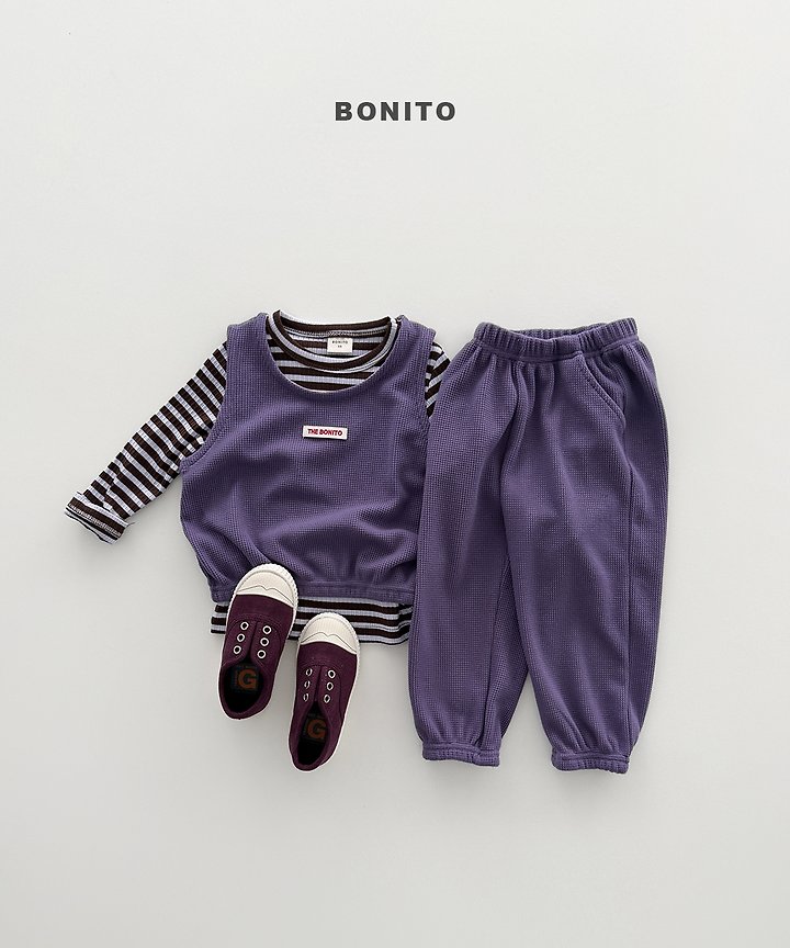 Bonito - Korean Children Fashion - #todddlerfashion - Mini Waffle Vest Set - 7