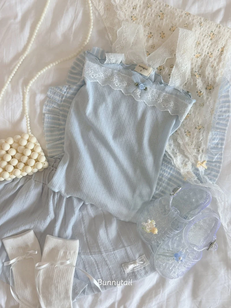 Bunnytail - Korean Children Fashion - #designkidswear - Blie Lace Tee - 11