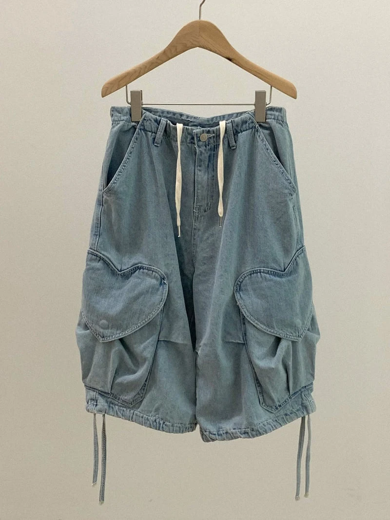 Chav - Korean Women Fashion - #vintageinspired - Denim Heart Cargo Shorts - 9