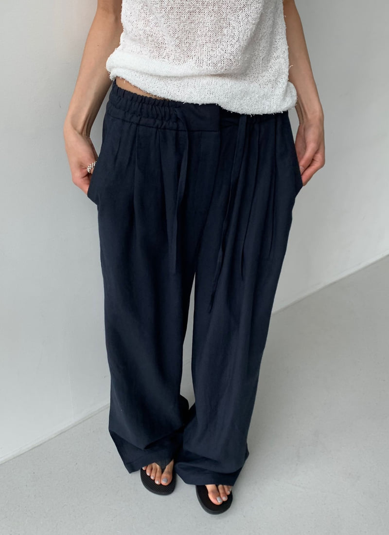Cover - Korean Women Fashion - #momslook - Easy Linen Banding Pants - 5