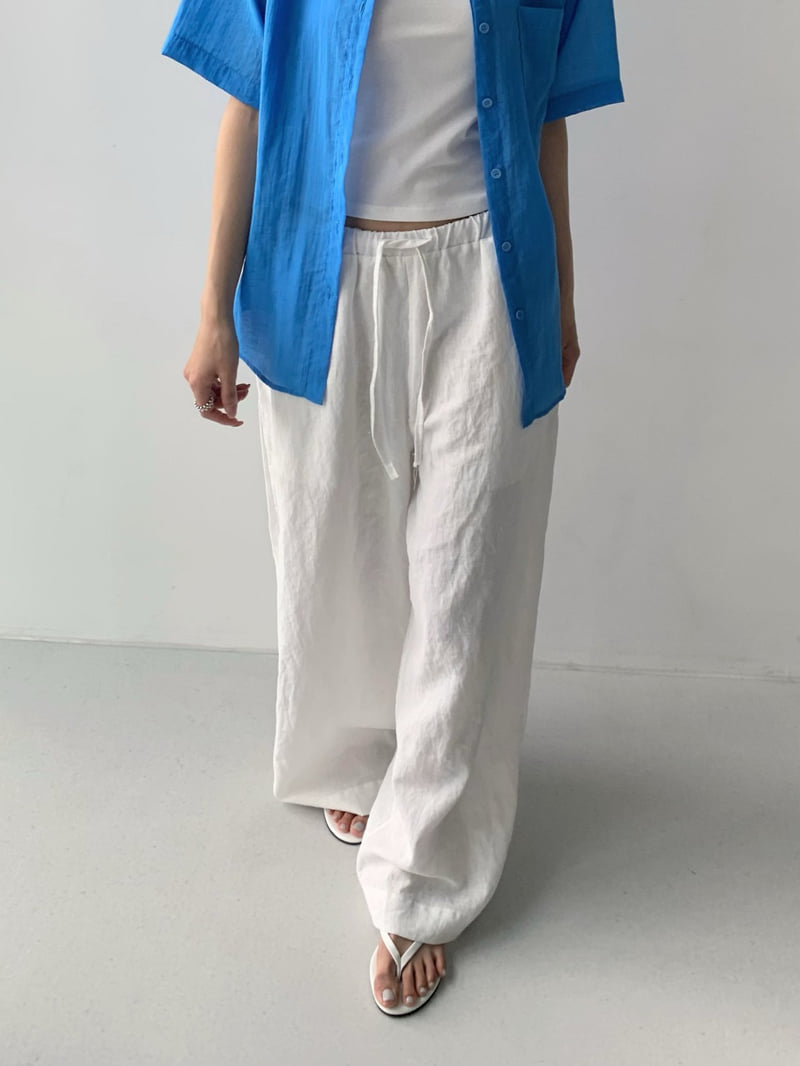 Cover - Korean Women Fashion - #momslook - Wide Linen Banding Pants - 10