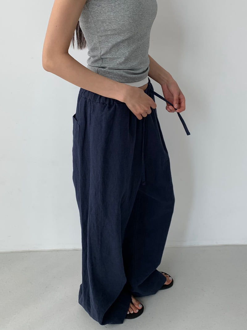 Cover - Korean Women Fashion - #momslook - Wide Linen Banding Pants - 6