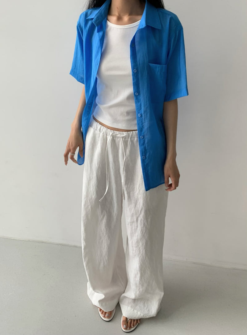 Cover - Korean Women Fashion - #momslook - Wide Linen Banding Pants - 8