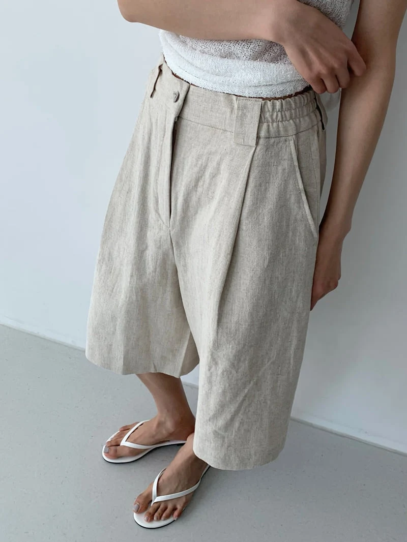 Cover - Korean Women Fashion - #momslook - Linen Banding Bermuda Pants - 8