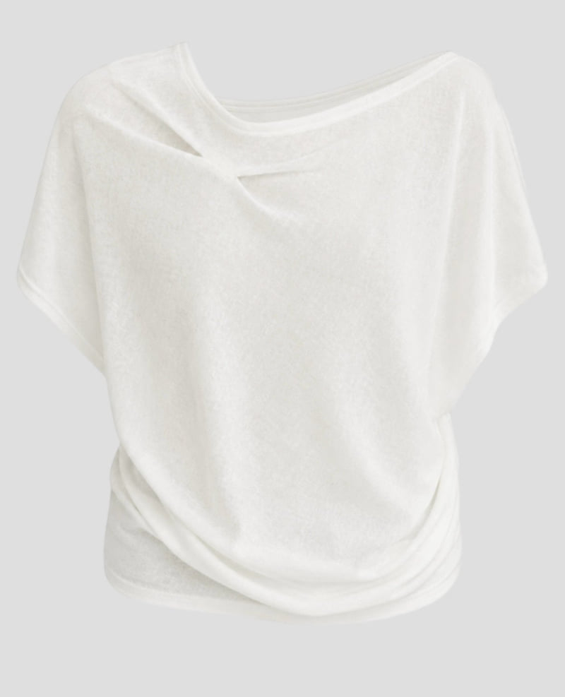 Cover - Korean Women Fashion - #thelittlethings - Drape Boat Neck Tee - 4