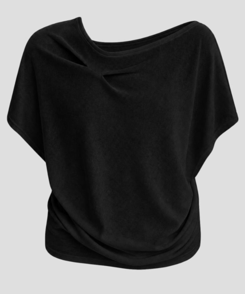 Cover - Korean Women Fashion - #momslook - Drape Boat Neck Tee - 6