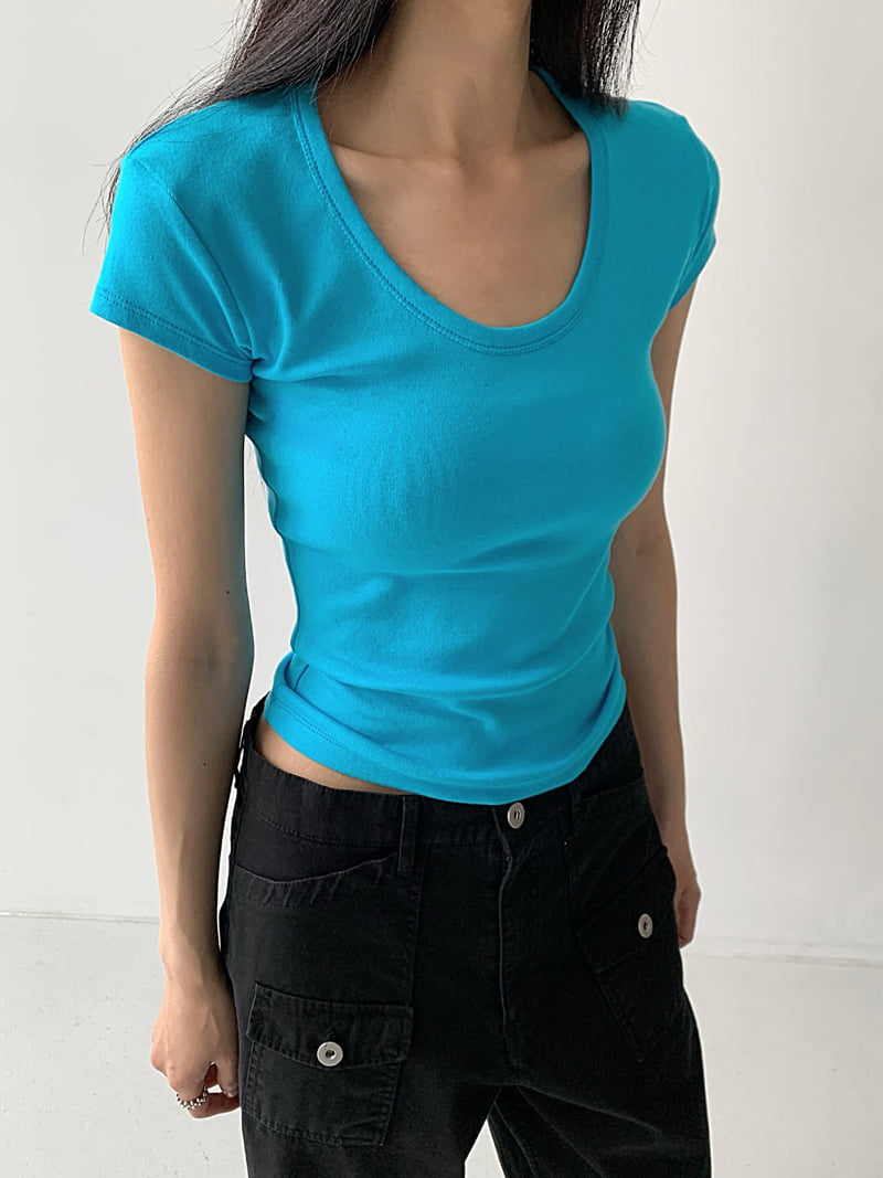 Cover - Korean Women Fashion - #pursuepretty - Mood U-Neck Short Sleeve Tee - 3
