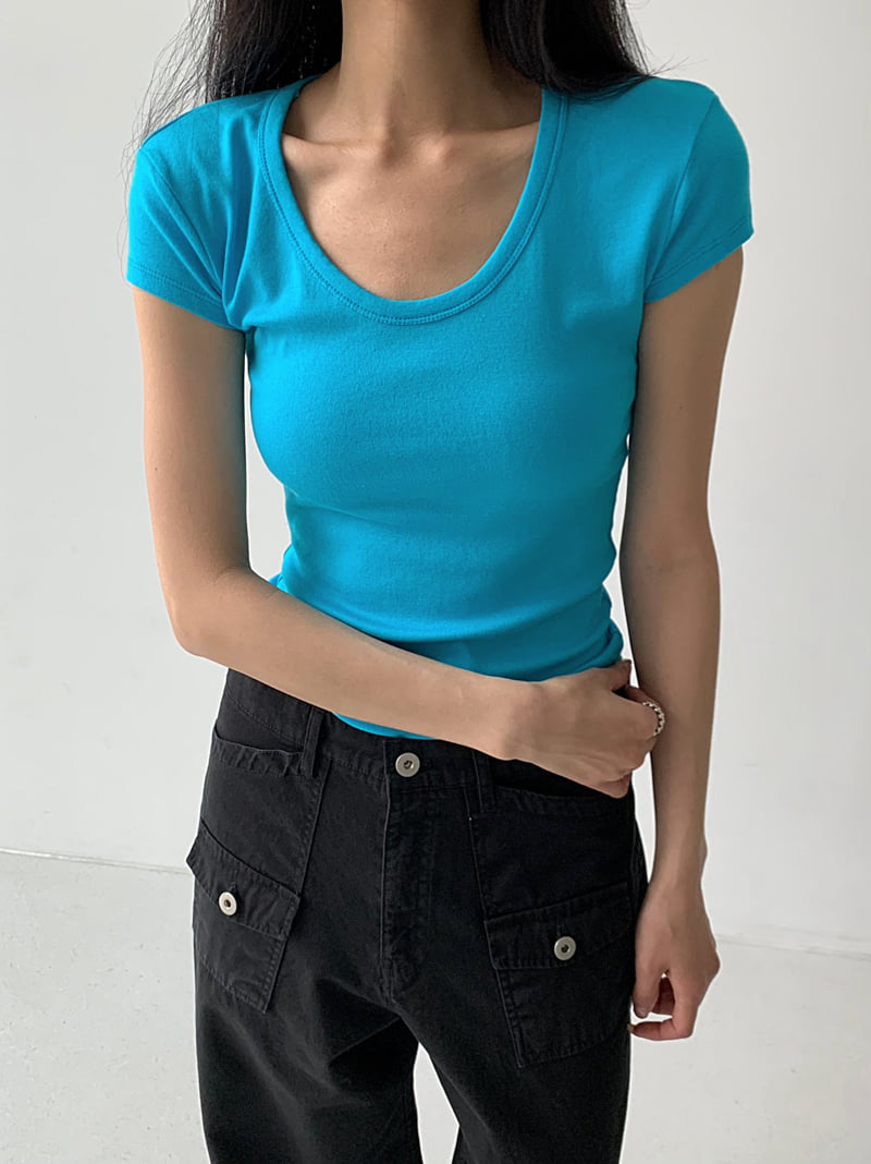 Cover - Korean Women Fashion - #pursuepretty - Mood U-Neck Short Sleeve Tee - 4