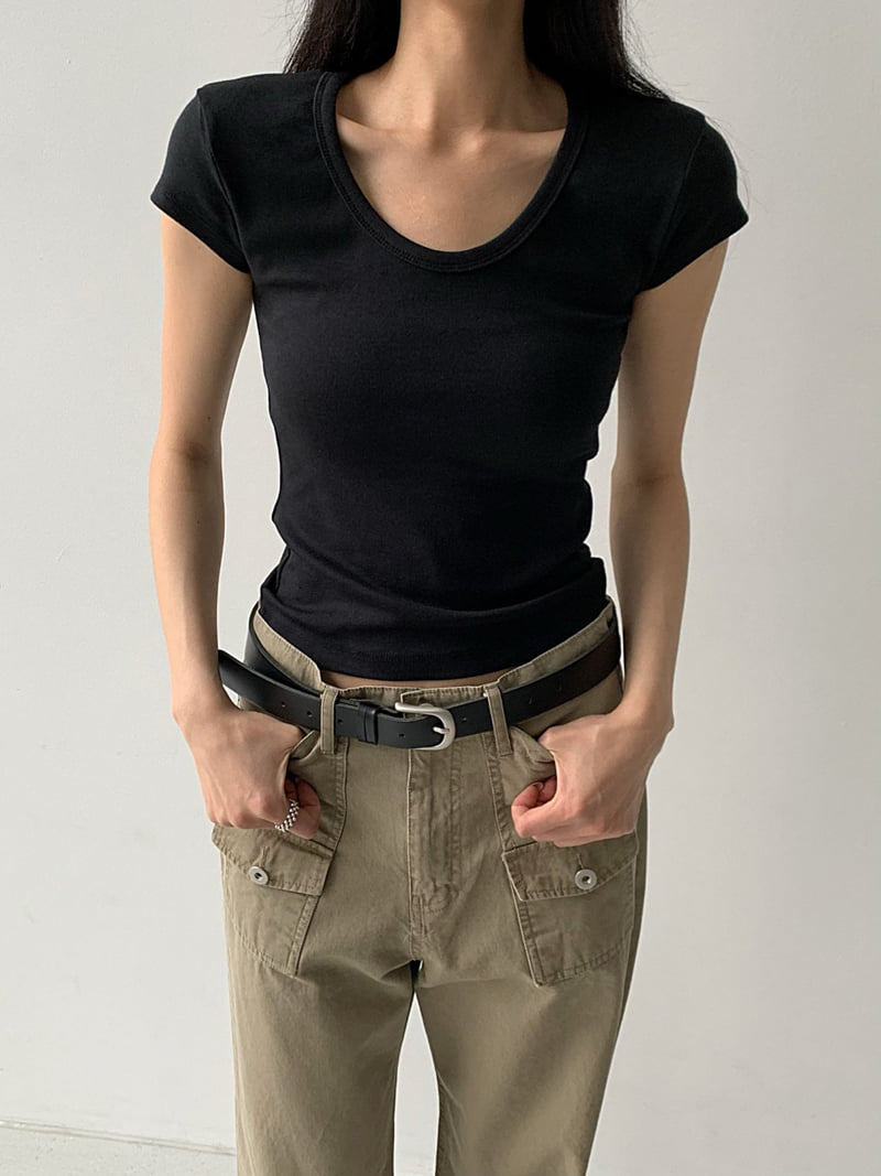 Cover - Korean Women Fashion - #romanticstyle - Mood U-Neck Short Sleeve Tee - 5