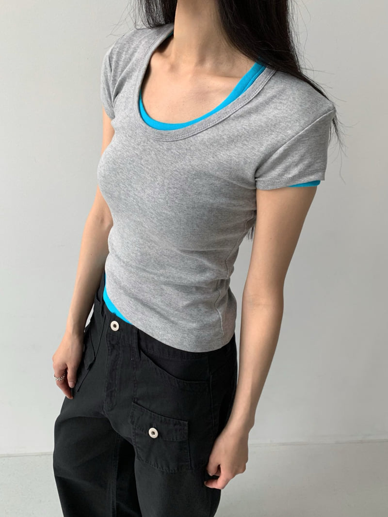 Cover - Korean Women Fashion - #thatsdarling - Mood U-Neck Short Sleeve Tee - 7
