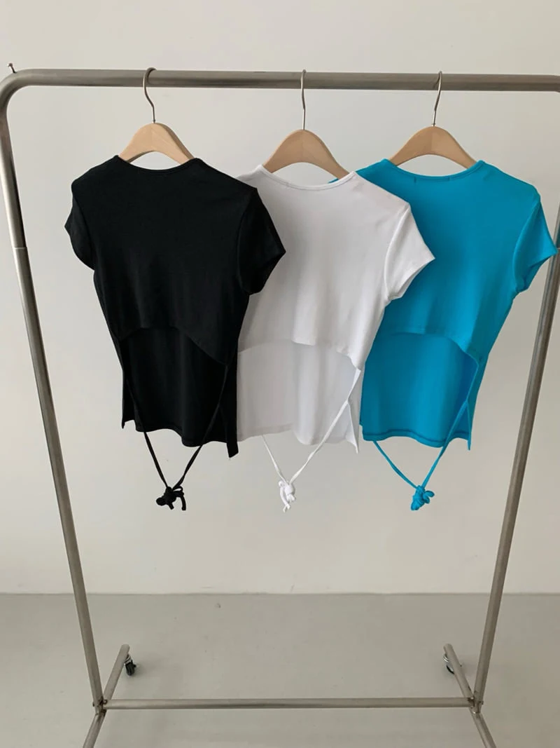 Cover - Korean Women Fashion - #thelittlethings - Back Open Strap Tee - 5