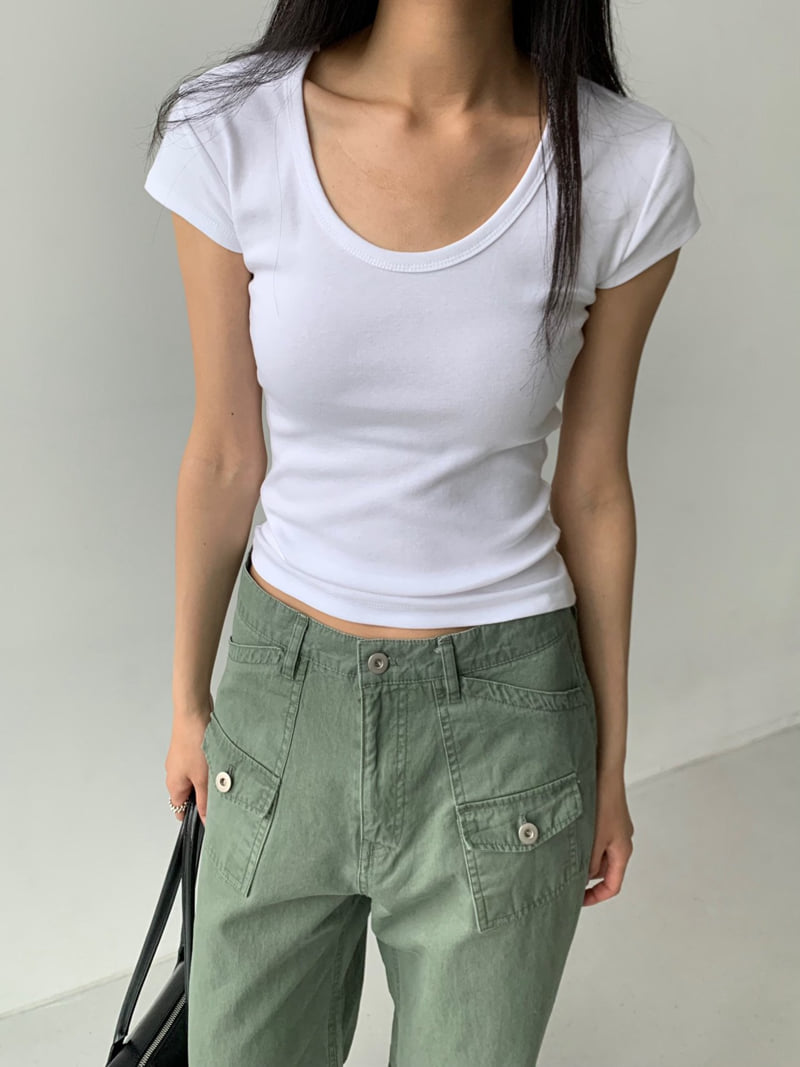 Cover - Korean Women Fashion - #vintageinspired - Mood U-Neck Short Sleeve Tee