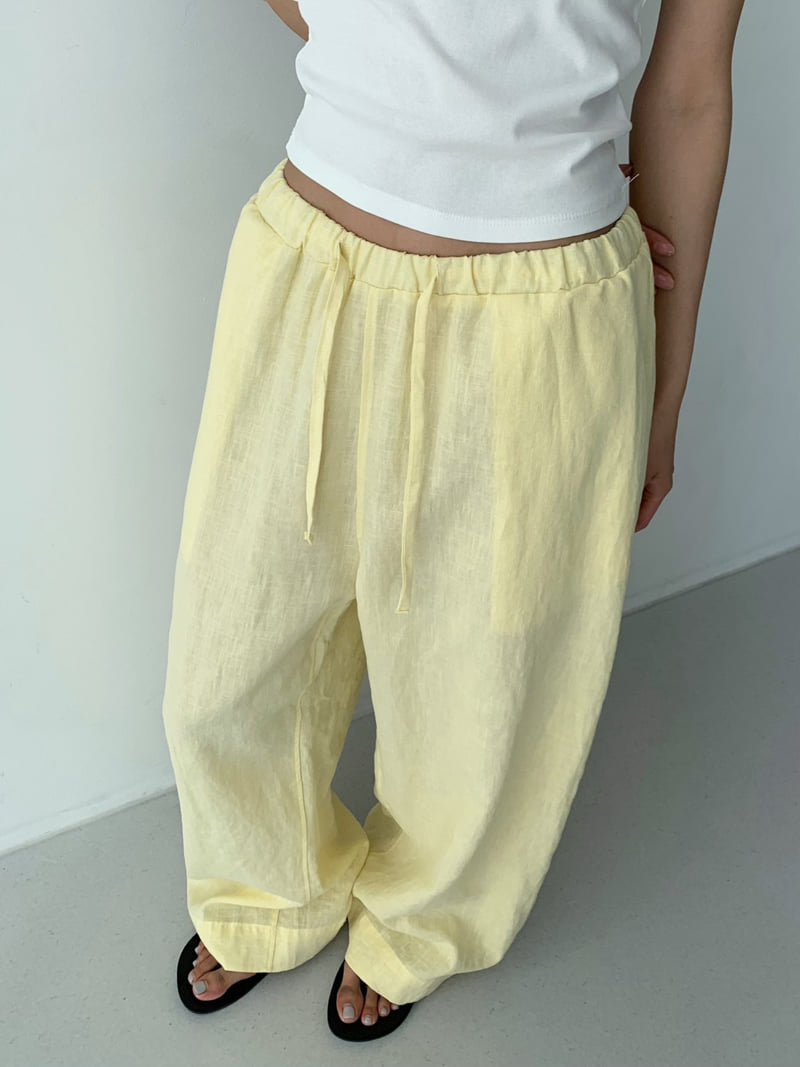 Cover - Korean Women Fashion - #womensfashion - Wide Linen Banding Pants