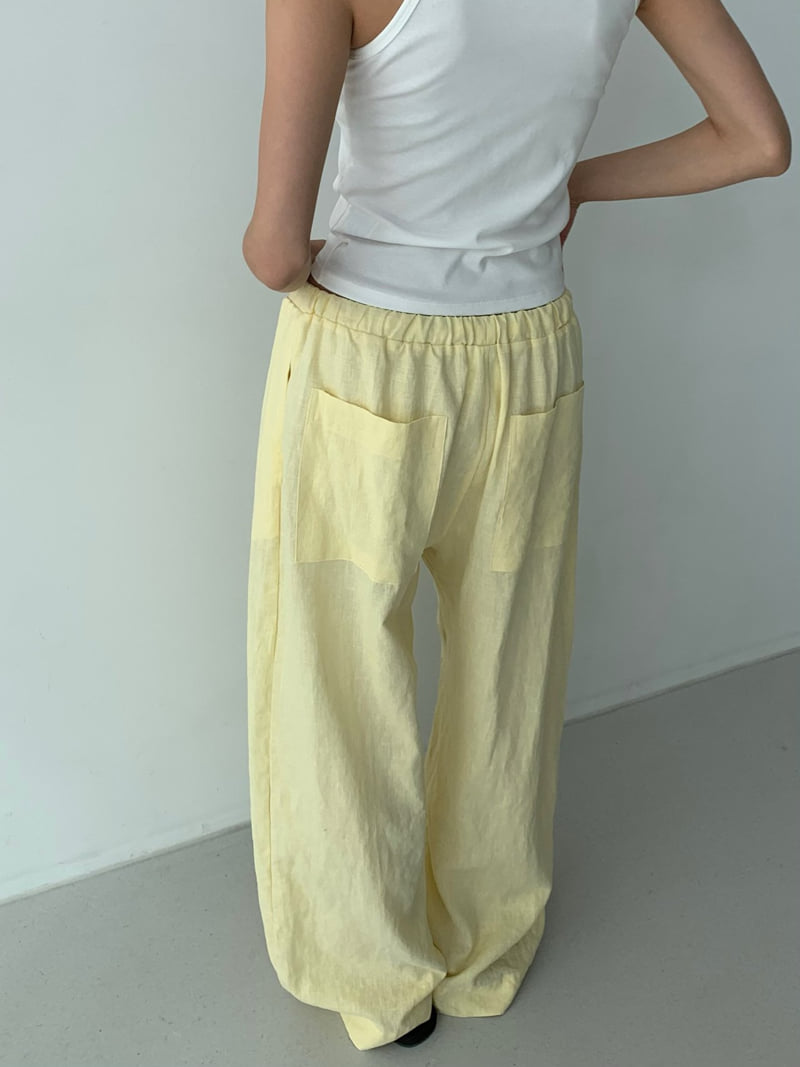 Cover - Korean Women Fashion - #womensfashion - Wide Linen Banding Pants - 3
