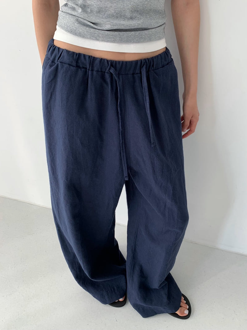 Cover - Korean Women Fashion - #womensfashion - Wide Linen Banding Pants - 7