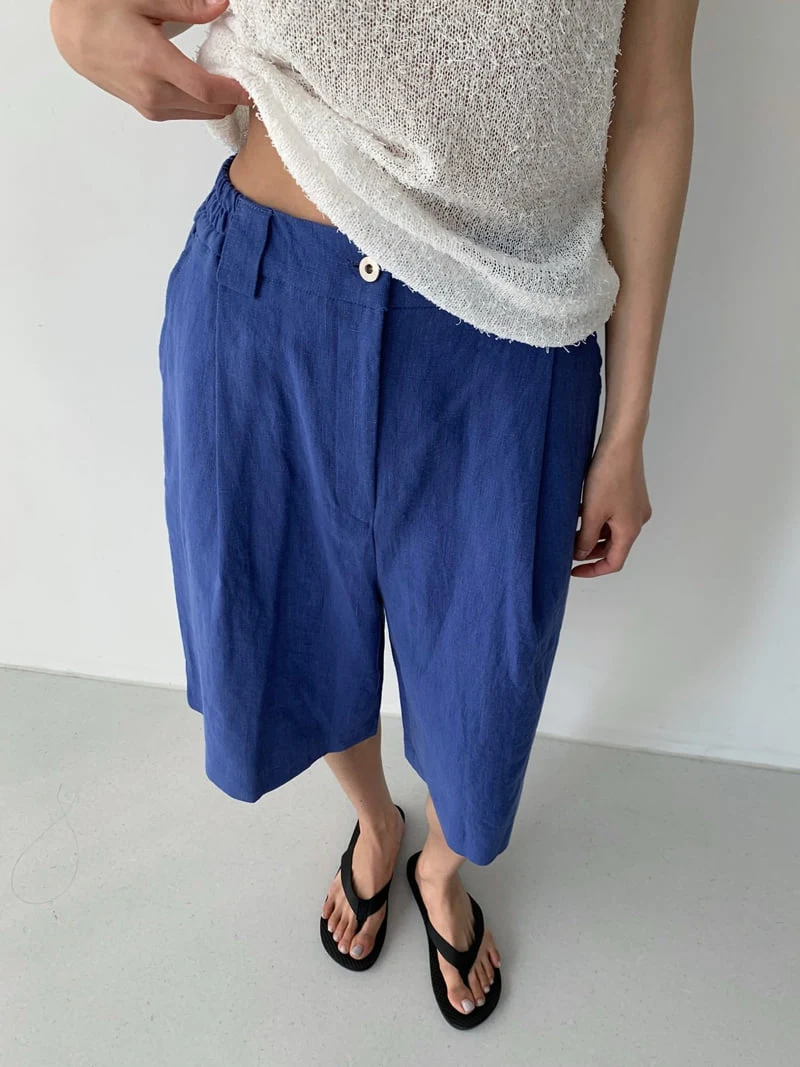 Cover - Korean Women Fashion - #womensfashion - Linen Banding Bermuda Pants
