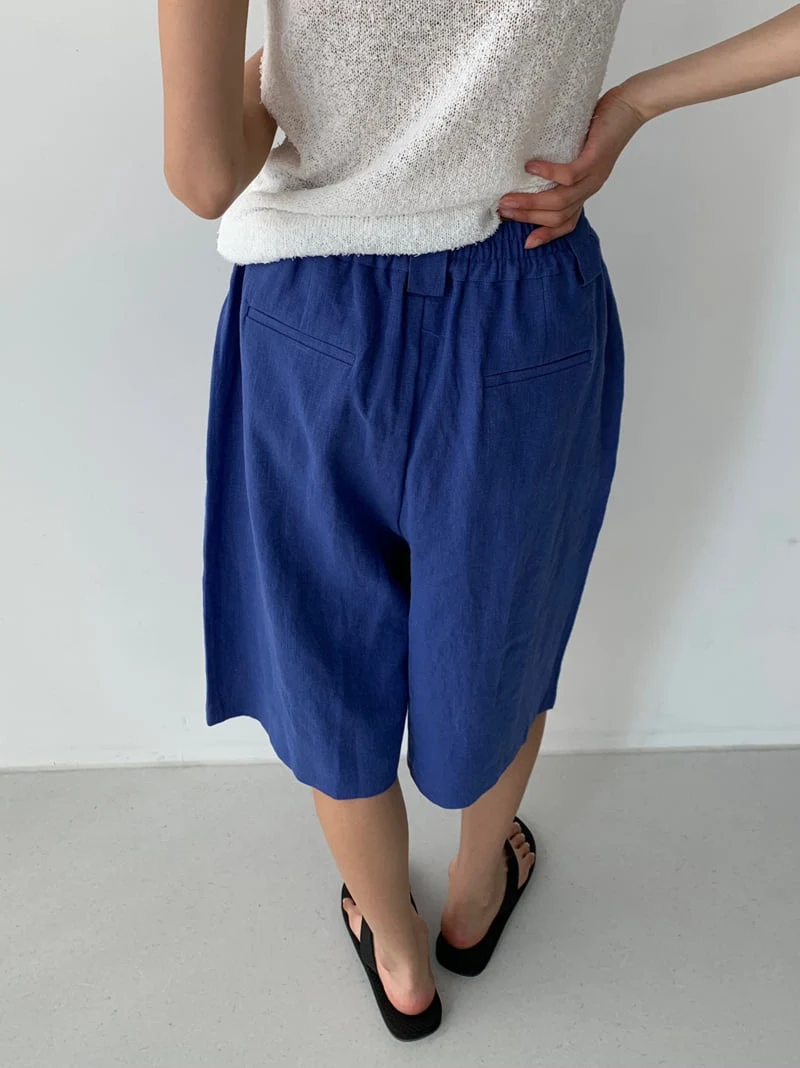 Cover - Korean Women Fashion - #womensfashion - Linen Banding Bermuda Pants - 3