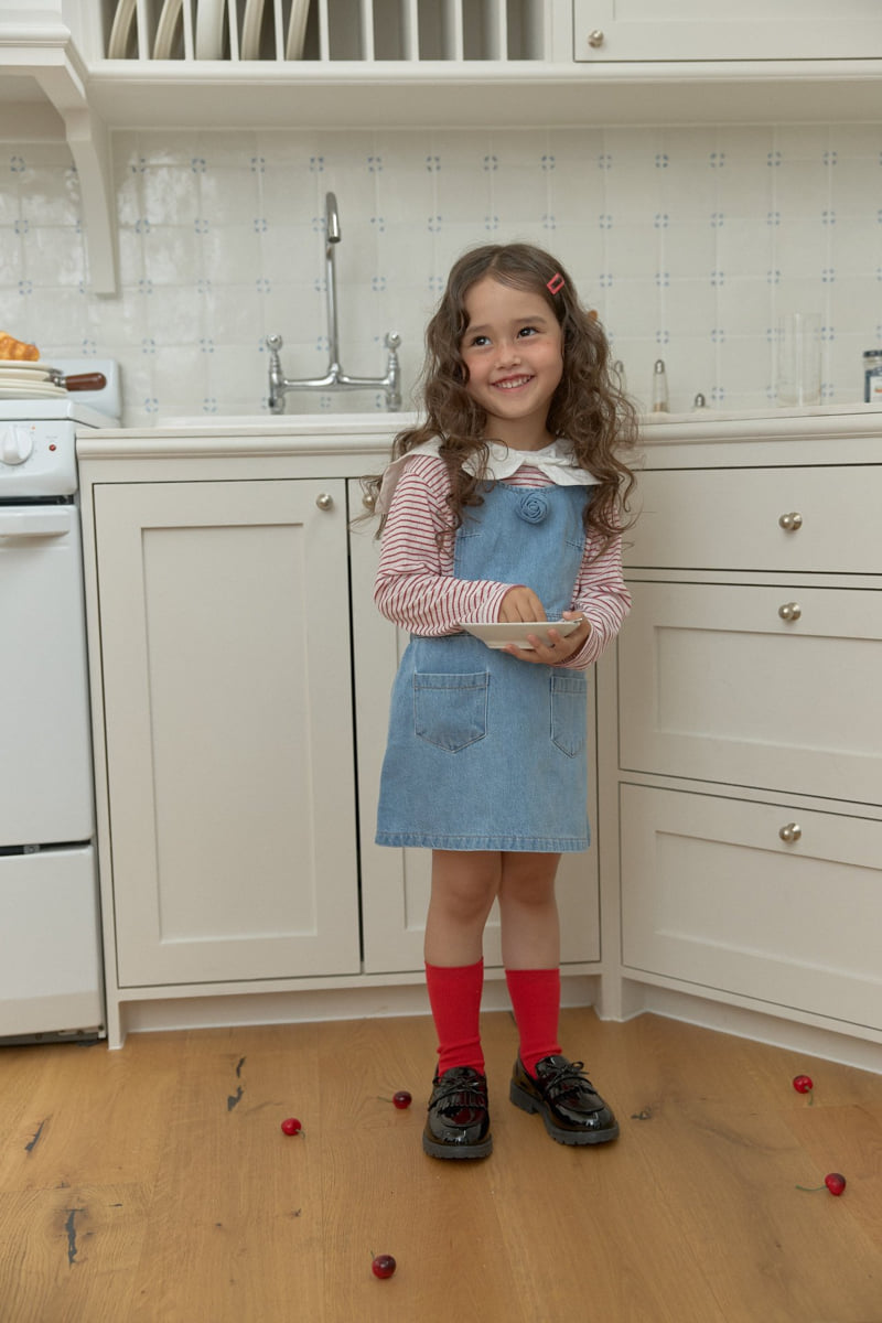 Dalla - Korean Children Fashion - #kidzfashiontrend - Apron Denim One-piece - 4