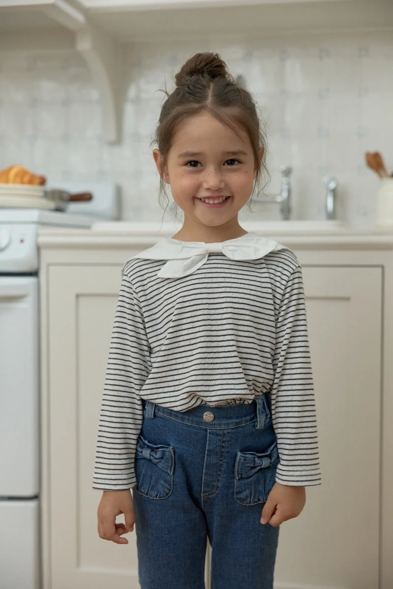 Dalla - Korean Children Fashion - #Kfashion4kids - Soft Ribbon Bootcut Jeans - 2
