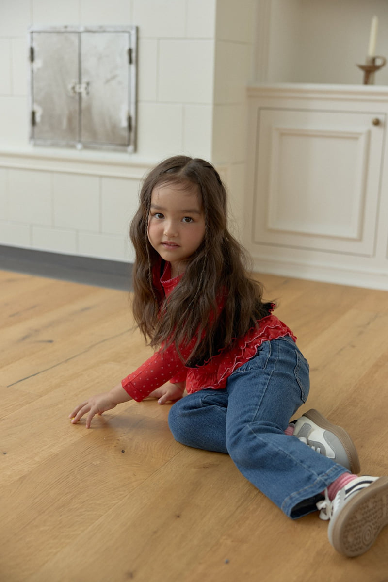 Dalla - Korean Children Fashion - #discoveringself - Soft Ribbon Bootcut Jeans - 11