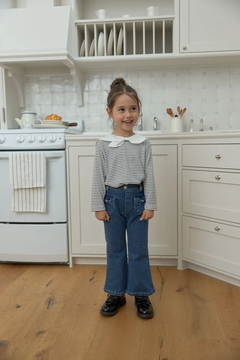 Dalla - Korean Children Fashion - #kidzfashiontrend - Soft Ribbon Bootcut Jeans