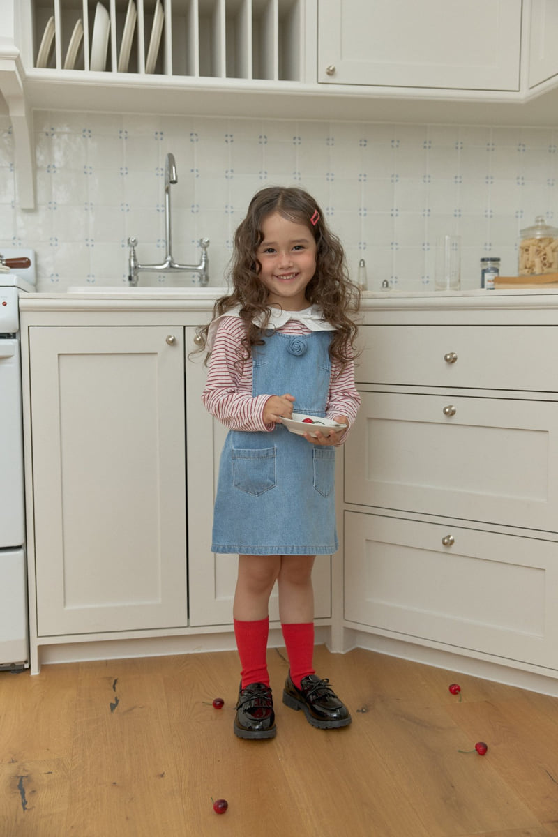 Dalla - Korean Children Fashion - #littlefashionista - Apron Denim One-piece - 5