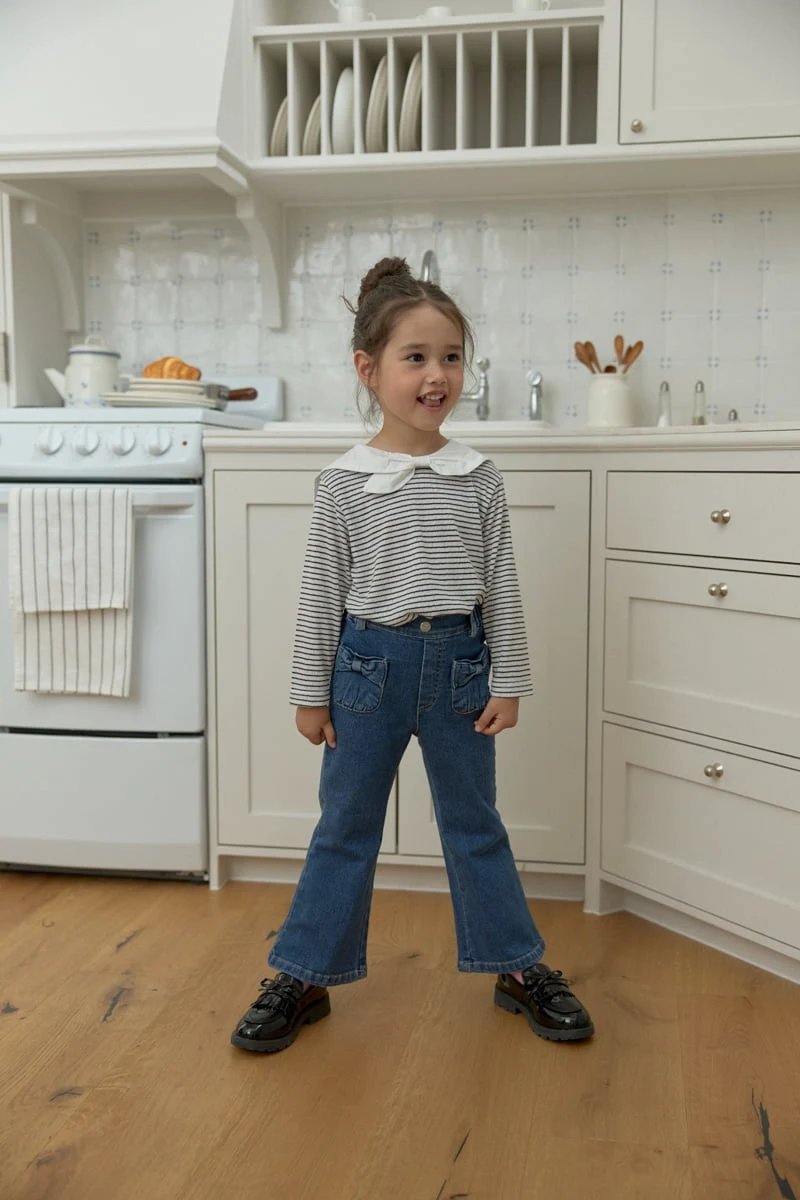 Dalla - Korean Children Fashion - #littlefashionista - Soft Ribbon Bootcut Jeans - 3