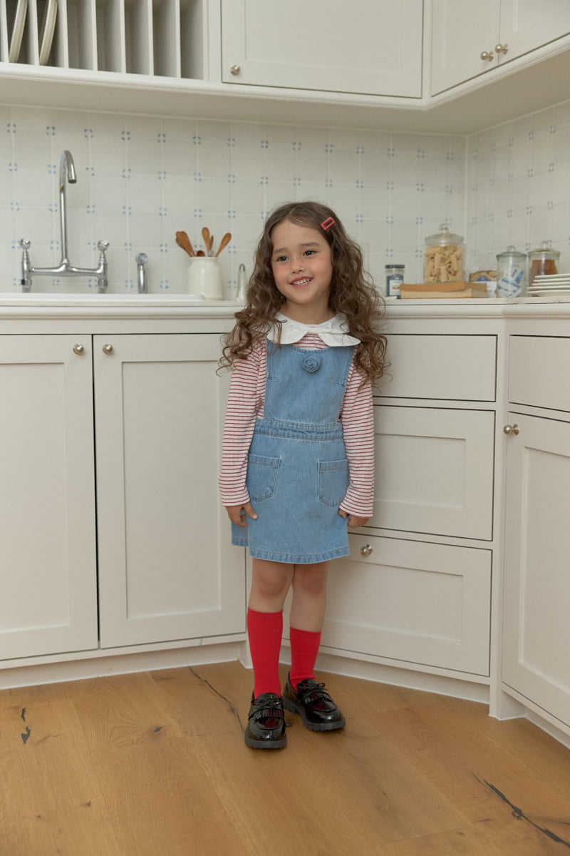 Dalla - Korean Children Fashion - #prettylittlegirls - Apron Denim One-piece - 8