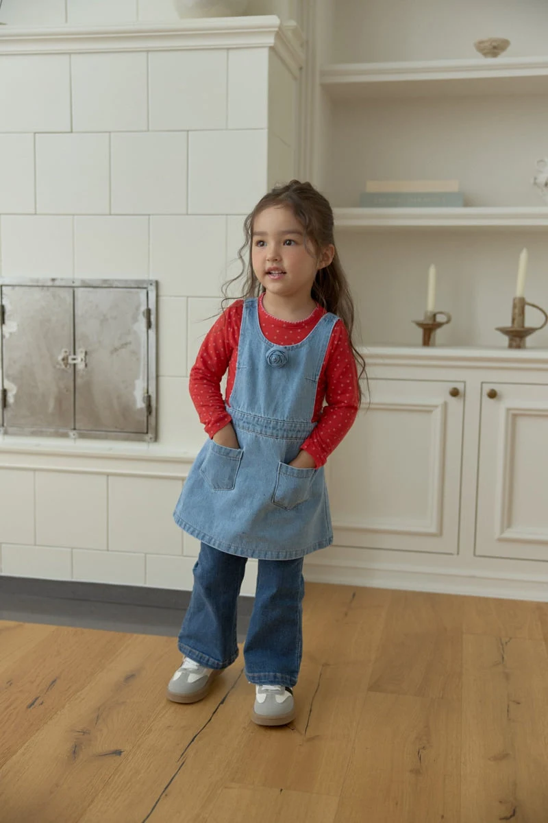 Dalla - Korean Children Fashion - #prettylittlegirls - Soft Ribbon Bootcut Jeans - 6
