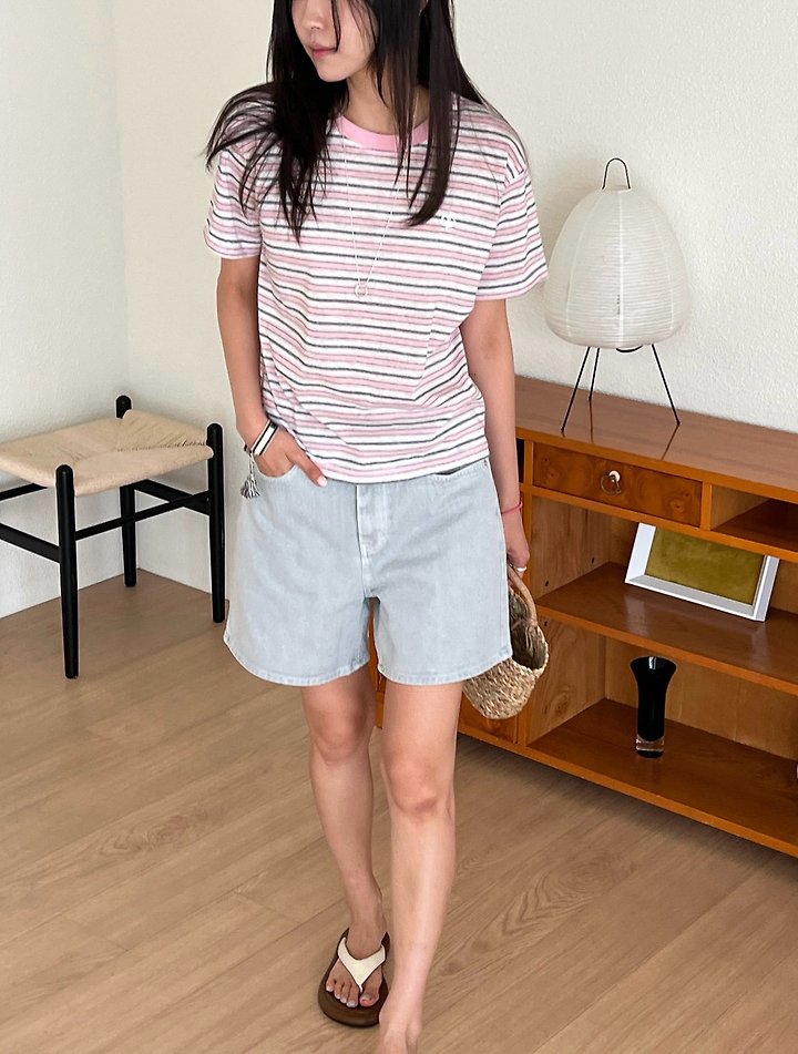 Diana - Korean Women Fashion - #momslook - Candy Stripe Tee - 10