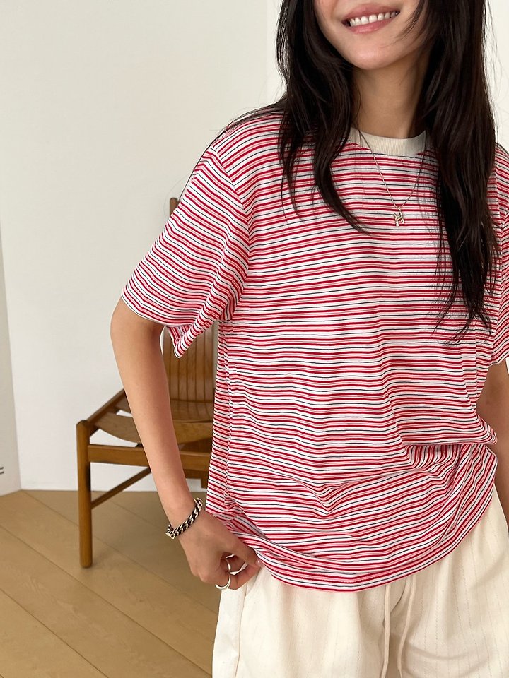 Diana - Korean Women Fashion - #momslook - Vicky Stripe Tee - 3