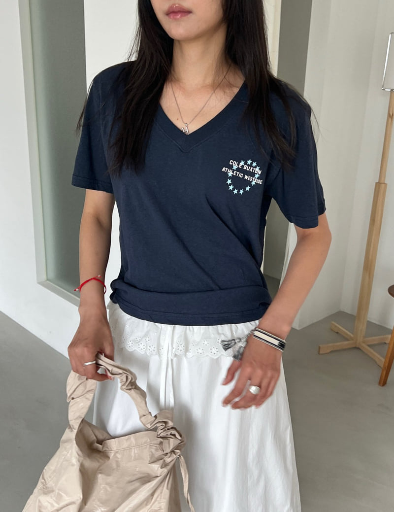 Diana - Korean Women Fashion - #momslook - Call Star V-Neck Tee - 12