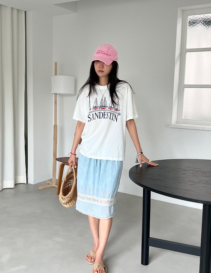 Diana - Korean Women Fashion - #romanticstyle - Ocean Tee - 4