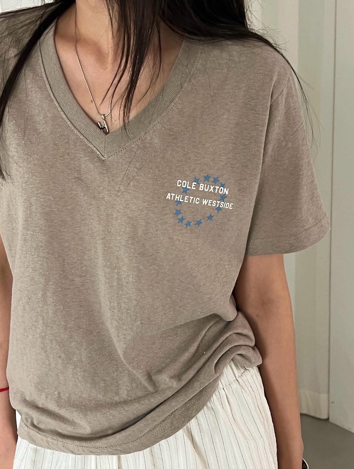 Diana - Korean Women Fashion - #vintagekidsstyle - Call Star V-Neck Tee - 3